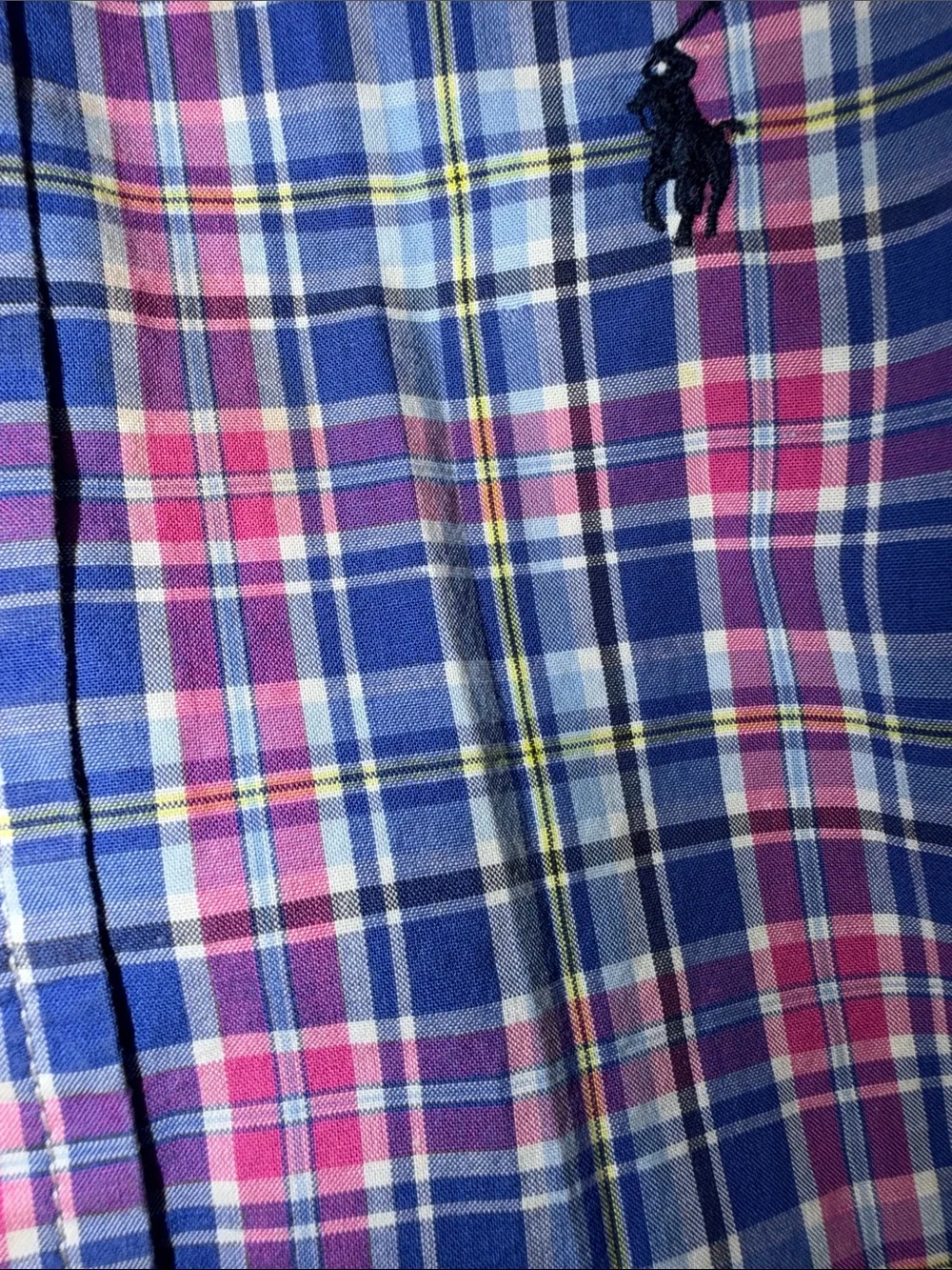 Boy's Ralph Lauren Short Sleeve Plaid Button-Down Shirt - Blue & Pink‎